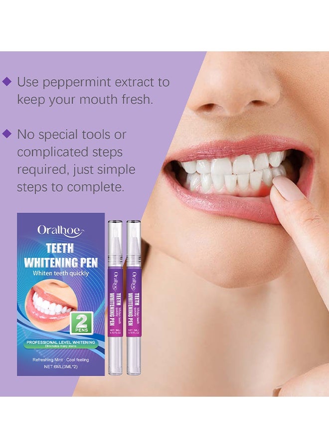 ORALHOE Teeth Whitening Pen, Teeth Whitener Kit Tooth Whitening Pen Gel Effective For Professionally Stain Removal, Painless, Low Sensitivity, No Sensitivity Snow Teeth Whitener Gel Kit For A Brighter Smile (Pack Of 2) - Image 2